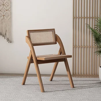 Скандинавски ротанговый стол, домашен балкон, ротанговый стола, естествен ратан, дизайнерски стол за хранене от масивно дърво за почивка, стол от Чандигарха