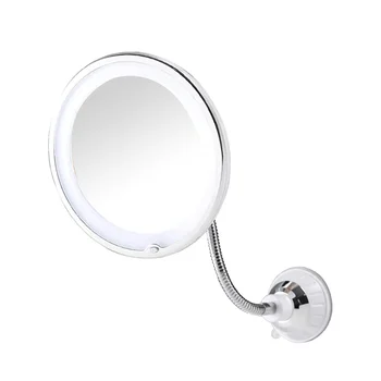 Складное огледало на присоске с въртене на 360 градуса LED 10X с трайно вендузата Преносимо безжично огледало за пътуване и за дома