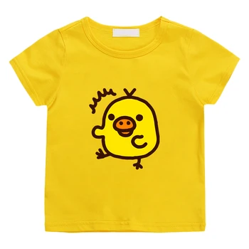 Тениска Kiroitori Yellow Chick с принтом Kawai за деца, момчета и момичета, Тениска от 100% памук, Ежедневни Лятна тениска с къс ръкав