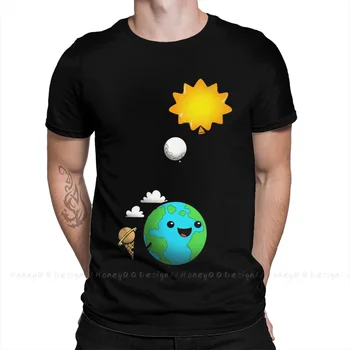 Тениска Solar System 2021 Ново записване, Planetary Stroll, Уникални памучни мъжки ризи с яка-часова, Размер Flus