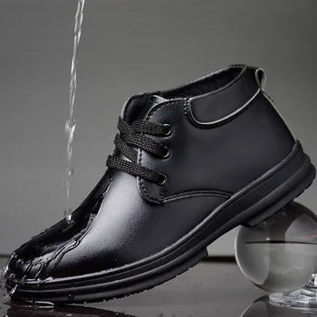 топло памучен зимни обувки-готвач за мъже, ежедневни поварские обувки от естествена кожа, нескользящие водоустойчив ботильоны kitchener, botas zapatos hombre