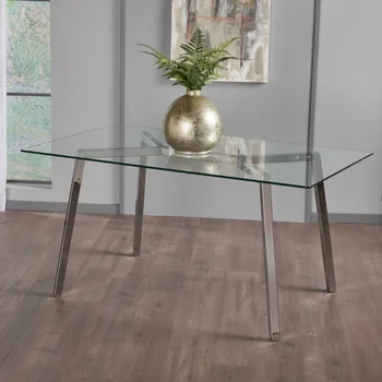 Трапезна маса от закалено стъкло БУССАК, прозрачен