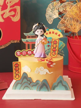 Украса за тортата за Деня на майката Принцеса Антични кукла Happy Baby Girl Queen Birthday Изкуствени цветя, за да проверите за печене на десерти