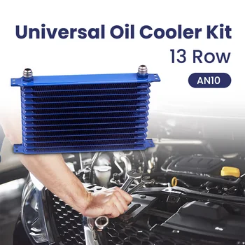 Универсален 13-вграден маслен радиатор на двигателя AN10 с арматура + комплект електрически вентилатор 7 инча