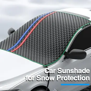 Универсално снежна покритие на предното стъкло на превозното средство, двойни колани надеждна засаждане, алуминиева защитно фолио за зимна слана, ледено студен дъжд, прах