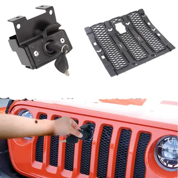 Черен комплект ключалки капака на двигателя с ключ за Jeep Wrangler JL Unlimited 2-врати, 4-врати Jeep Wrangler JL Unlimited 2018 година на издаване