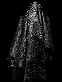 Черна мятая плат Пролетта и есента горно палто Облекло Дизайнерски Дрехи Шивашки метър Плат от чист полиестер със собствените си ръце