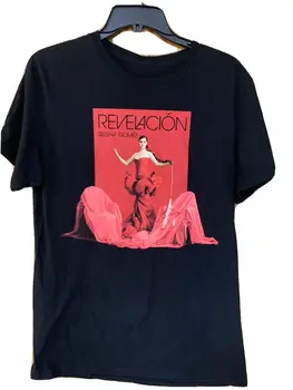Черна тениска с изображение на Селены Гомес Revelacion с къс ръкав Унисекс средна дължина