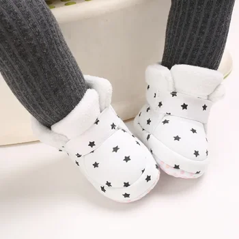 Чорапи За малки момчета и момичета, обувки за бебета, обикновена предходящие обувки, памучен зимна мека, устойчива на плъзгане топли обувки за новороденото в яслите 0-18 м