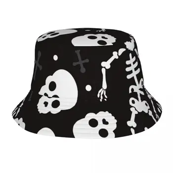 Шапка с черепи на Хелоуин, модни солнцезащитная шапка, градинска рибарска шапка за жени и мъже, плажни шапки за тийнейджъри, риболовна шапка