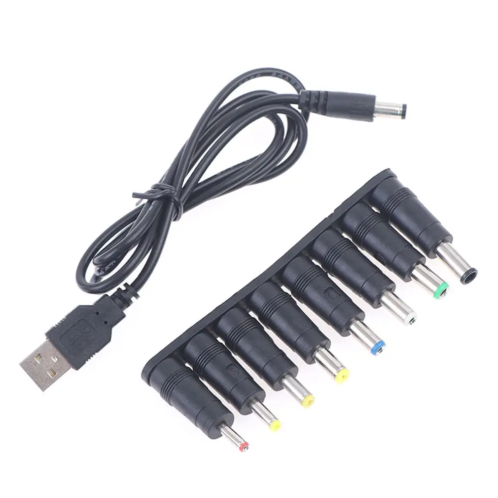 Щепсел за преобразуване на кабел захранващ Кабел захранващ Адаптер за лаптоп Конектор dc от USB към конектора dc Адаптер на захранване dc Сменяеми капачки